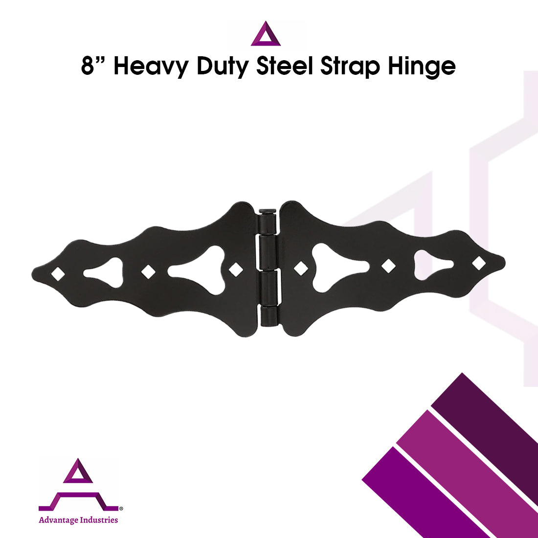 Advantage Industries Heavy Duty 8” Decorative & Traditional Style Strap Hinge (AD2002)