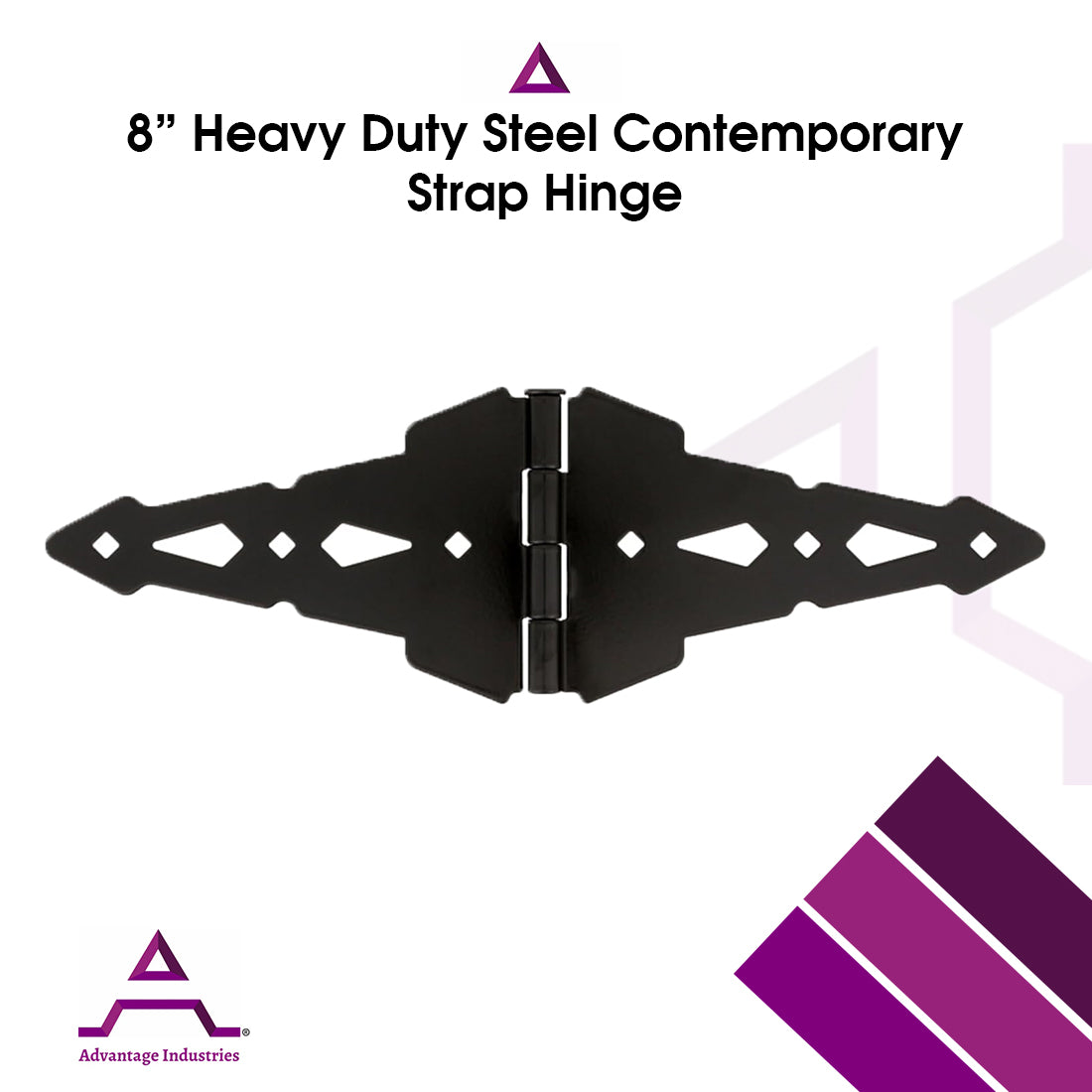 Advantage Industries 8" Heavy Duty Steel Contemporary Strap Hinge (AD2004)