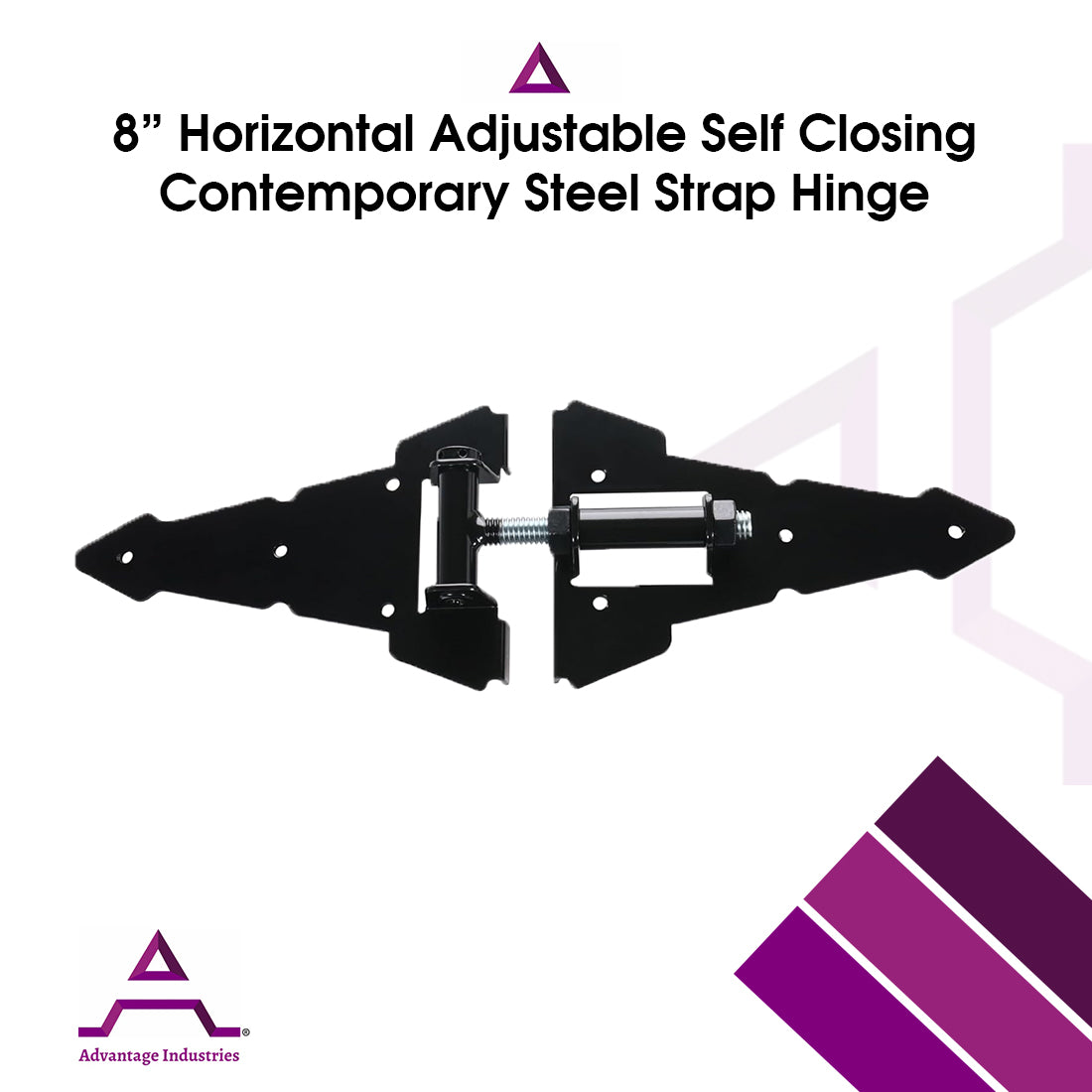 Advantage Industries Heavy Duty 8" Horizontal Self Closing Contemporary Steel Strap Hinge (AD2009)