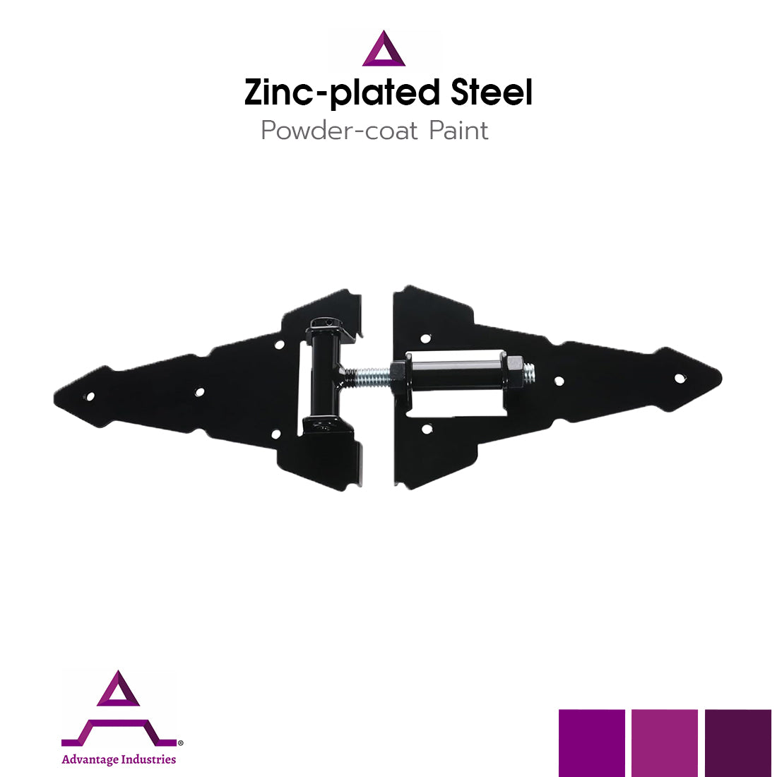 Advantage Industries Heavy Duty 8" Horizontal Self Closing Contemporary Steel Strap Hinge (AD2009)