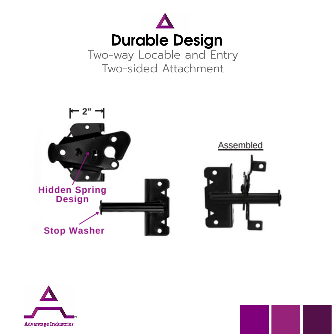 Advantage Industries 2" Self-Latching Latch with Stop Washer (AD1004)