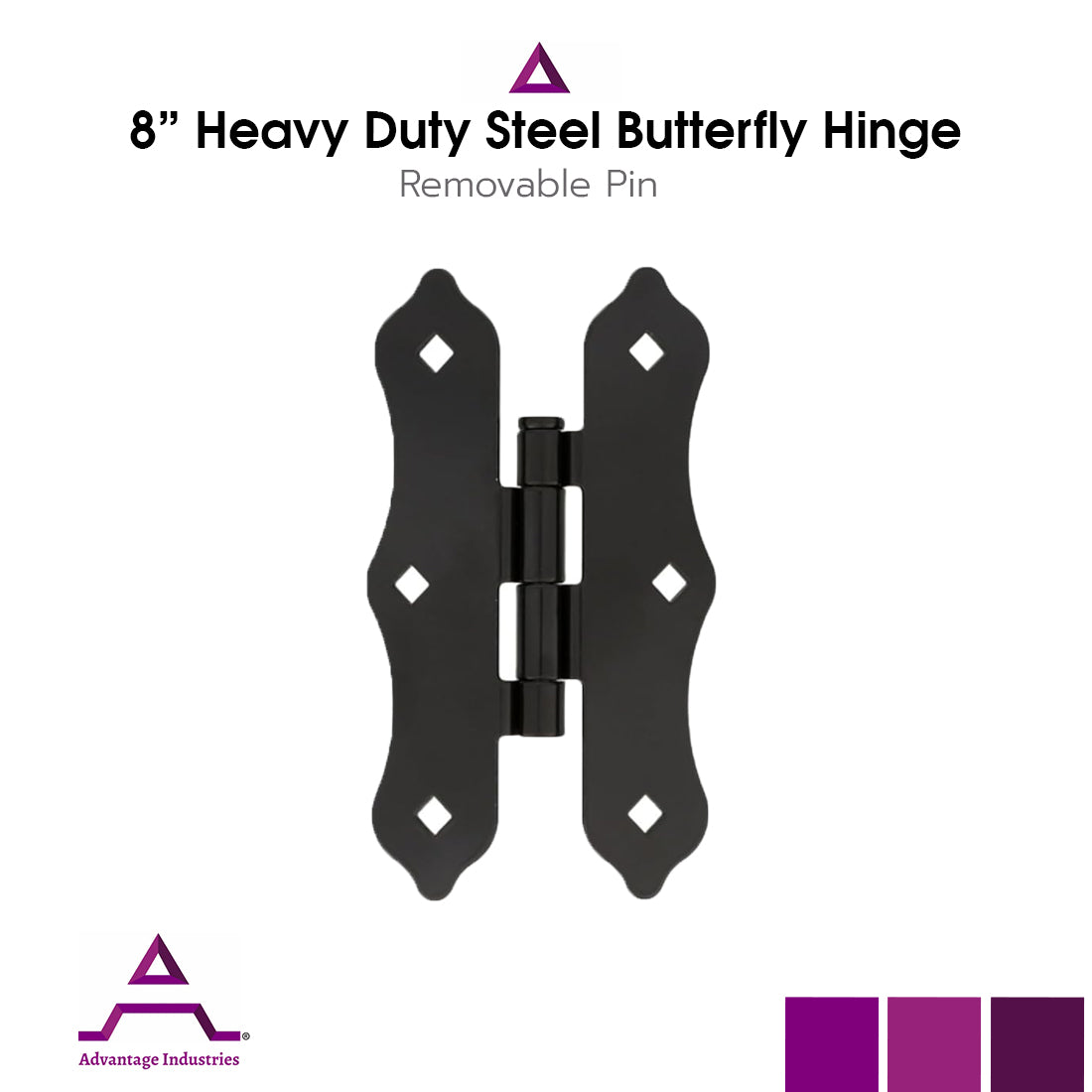 Advantage Industries 8" Decorative Steel Butterfly Hinge (AD2003)