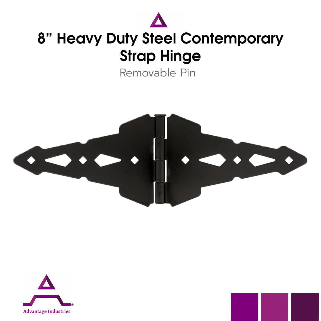 Advantage Industries 8" Heavy Duty Steel Contemporary Strap Hinge (AD2004)