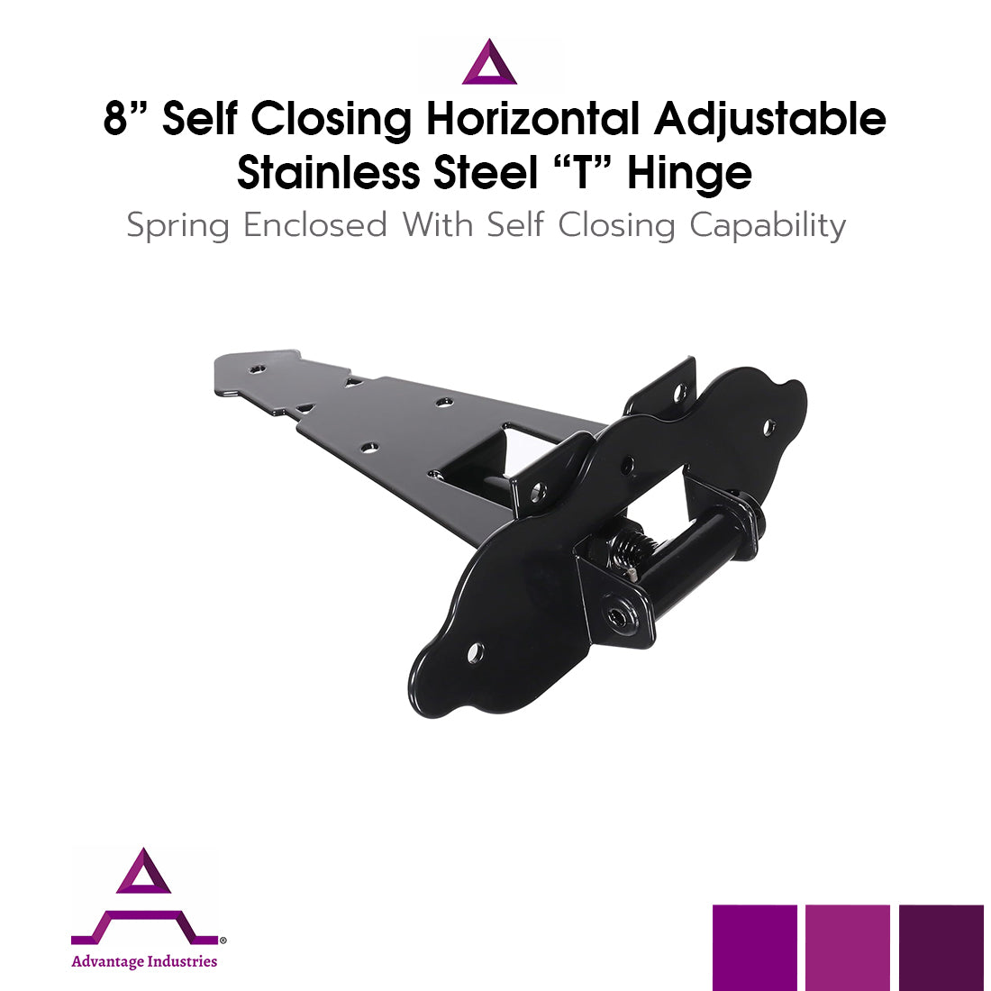 Advantage Industries 8” Self-Closing “T” Hinge (AD2007SS)