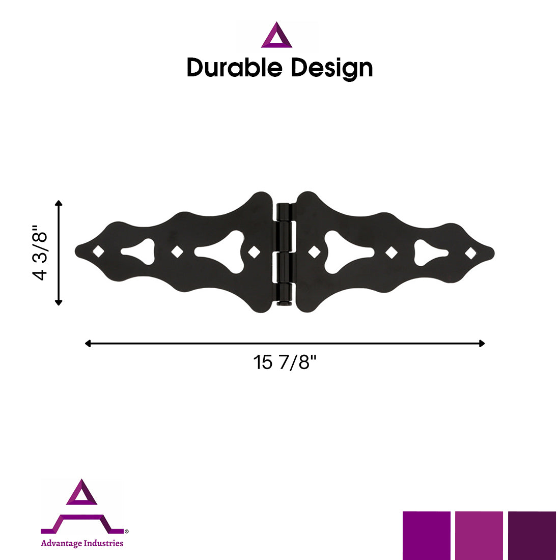 Advantage Industries Heavy Duty 8” Decorative & Traditional Style Strap Hinge (AD2002)