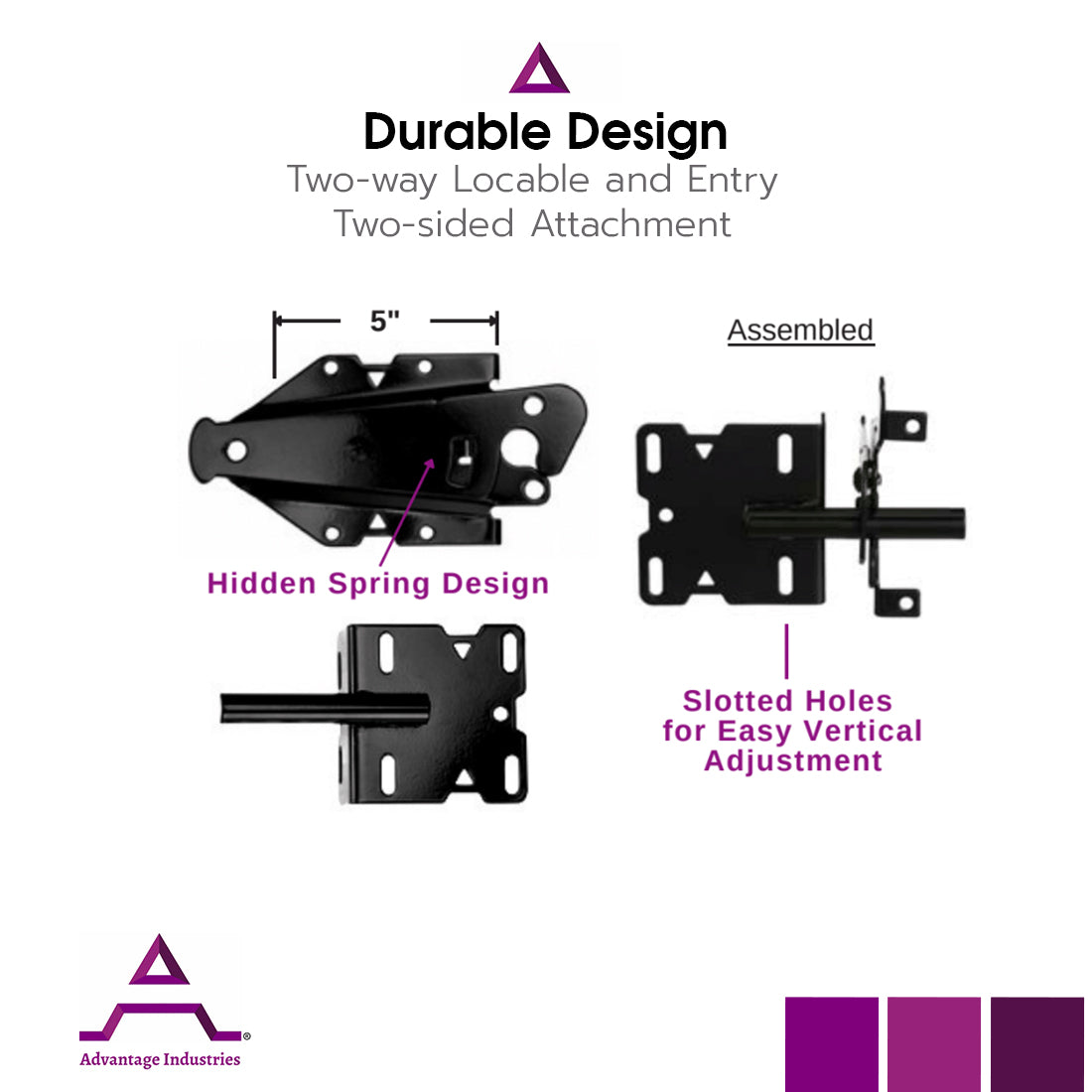 Advantage Industries Vertical Adjustable Striker Self-Latching Latch (AD1002-SL)